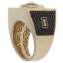 14ct Yellow Gold Monaco Black Cubic Zirconia Signet Ring