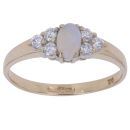 9ct Yellow Gold Opal and Cubic Zirconia Ring