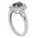 18ct White Gold 0.63ct Brilliant Cut Diamond and Sapphire Cluster Ring