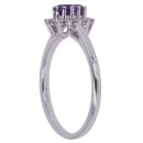 18ct White Gold 0.20ct Brilliant Cut Diamond and Amethyst Cluster Ring