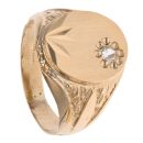 14ct Yellow Gold Cubic Zirconia Signet Ring
