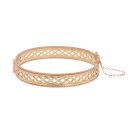 9ct Yellow and Rose Gold Celtic Hinged Bangle With Safety Chain