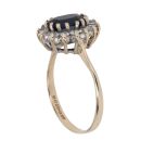 9ct Yellow Gold Sapphire and Cubic Zirconia Cluster Ring