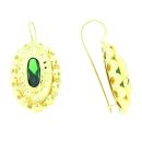 14ct Yellow Gold Oval Green Stone Earrings