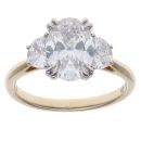 9ct Yellow Gold 2.61ct Oval and Modified Trapeze Cut Lab Grown Diamond Trilogy Ring