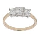 9ct Yellow Gold 1.00ct Princess Cut Diamond Trilogy Ring