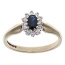 9ct Yellow Gold 0.10ct Diamond and Sapphire Cluster Ring