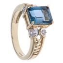 9ct Yellow Gold Blue Topaz and Cubic Zirconia Ring
