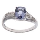 9ct White Gold 0.05ct Brilliant Cut Diamond and Lolite Solitaire Ring