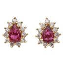 18ct Yellow Gold 0.33ct Brilliant Cut Diamond and Ruby Cluster Earrings