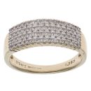 9ct Yellow Gold 0.25ct Brilliant Cut Diamond Four Row Cluster Ring