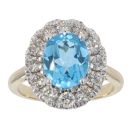 9ct Yellow Gold 1.00ct Diamond and Topaz Cluster Ring