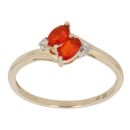 9ct Yellow Gold 0.02ct Brilliant Cut Diamond and Fire Opal Fancy Ring