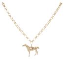 9ct Yellow Gold Horse Pendant And Chain 22"