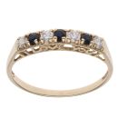 9ct Yellow Gold Cubic Zirconia and Sapphire Eternity Ring