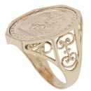 9ct Yellow Gold Patterned St George Coin Ring