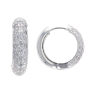 Silver Stone Set Chunky Huggies Hoop Earrings By Icesia