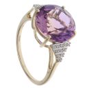 9ct Yellow Gold Cubic Zirconia and Amethyst Fancy Ring