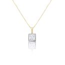9ct Yellow Gold 1.00ct Princess Cut Lab Grown Diamond Shaped Pendant Necklace G VS
