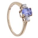 9ct Yellow Gold Tanzanite and Cubic Zirconia Three Stone Ring