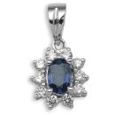 18ct White Gold Diamond 0.26ct Sapphire 0.60ct Pendant