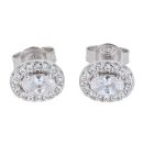 Silver Cubic Zirconia Oval Cluster Stud Earrings by Icesia