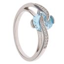 Silver Turquoise and Cubic Zirconia Cross Fancy Ring