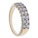 9ct Yellow Gold White Sapphire Two Row Fancy Ring