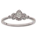 9ct White Gold 0.25ct Pear and Brilliant Cut Diamond Cluster Ring