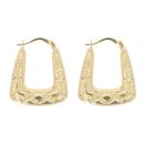 9ct Yellow Gold Brick Patterned Creole Earrings