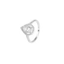 Sterling Silver Teardrop Halo Cubic Zirconia Ring