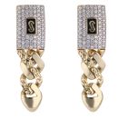 14ct Yellow Gold Monaco Classic Alternate Flex Pave Lock Drop Earrings