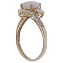 9ct Yellow Gold 0.05ct Brilliant Cut Diamond and Opal Three Stone Ring