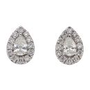 18ct White Gold 0.35ct Brilliant and Pear Cut Diamond Cluster Stud Earrings