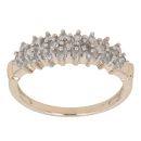 9ct Yellow Gold 0.25ct Brilliant Cut Diamond Three Row Ring