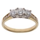 18ct Yellow Gold 1.00ct Brilliant Cut Diamond Trilogy Ring