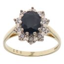 18ct Yellow Gold 0.10ct Diamond and Sapphire Cluster Ring
