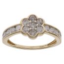 9ct Yellow Gold 1.00ct Brilliant Cut Diamond Cluster Ring