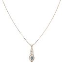 9ct Yellow Gold Blue Topaz Solitaire Pendant and Box Chain 16"