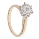 9ct Yellow Gold 0.10ct Diamond Cluster Ring