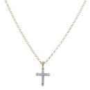 9ct Yellow and White Gold 0.15ct Single Cut Diamond Cross Pendant and Chain 20"