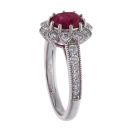 18ct White Gold Ruby And Diamond Cluster Ring