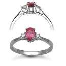 18ct White Gold D 0.08ct Ruby 0.70ct 3 Stone Ring