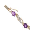 9ct Yellow Gold 0.05ct Diamond And Amethyst Bracelet 7"