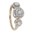 9ct Yellow Gold Diamond 3 Cluster Ring by Anya Belle