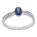 18ct White Gold 0.16ct Diamond and Sapphire Single Stone Ring