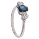 18ct White Gold 0.55ct Brilliant Cut Diamond and Sapphire Three Stone Ring