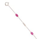 9ct White Gold 0.13ct Diamond And Created Ruby Bracelet 7"