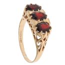 9ct Yellow Gold Heart Pattern Three Stone Ring