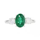 18ct White Gold Diamond And Emerald Ring